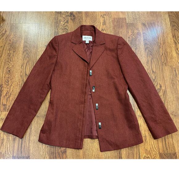 Mondi Women's Vintage Wool Blazer Burgundy Size 4 with Imperfection - Picture 1 of 10